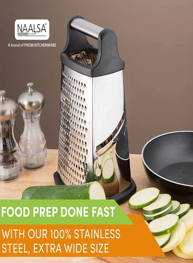 NAALSA - Turkey 4 Side Stainless Steel Professional Multi Purpose Grater Steel Handle Vegetable Chopper Slicer Kitchen Cutter, Shredder for Cheese & Vegetables 9 inch - Image 3